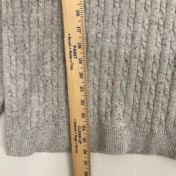 Talbots Gray Confetti Crew Neck Textured Knit Pullover Cozy Sweater XL Preppy - Picture 5 of 9